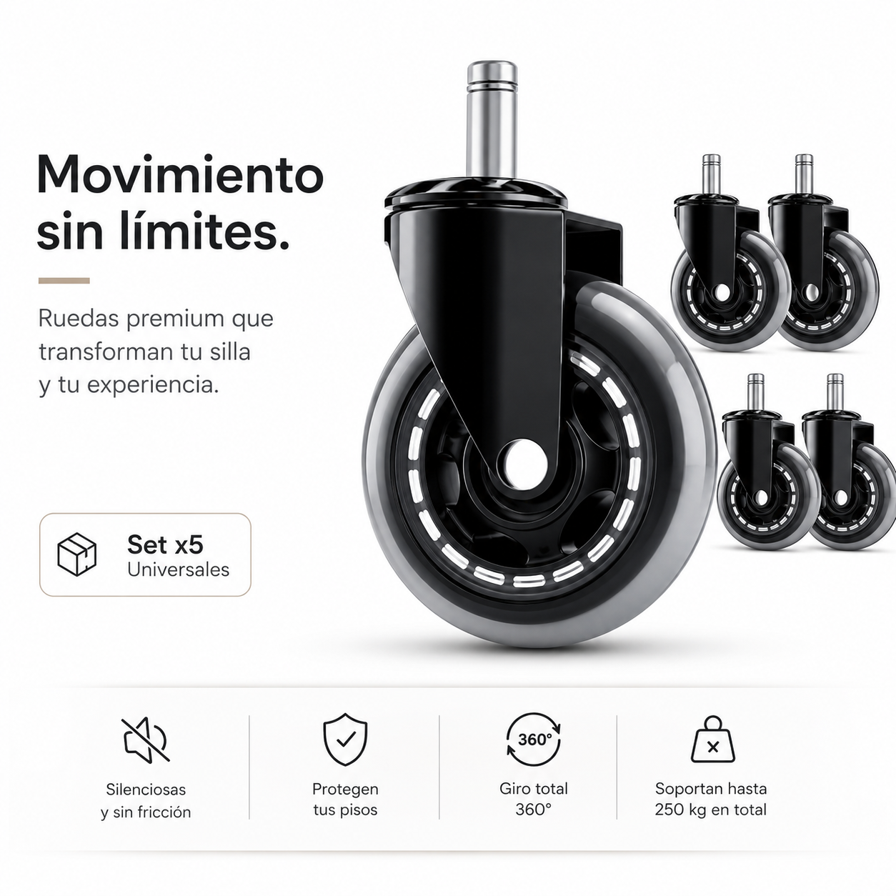 SilentRoll X 5Und - Tu silla nunca se sintió tan suave y silenciosa